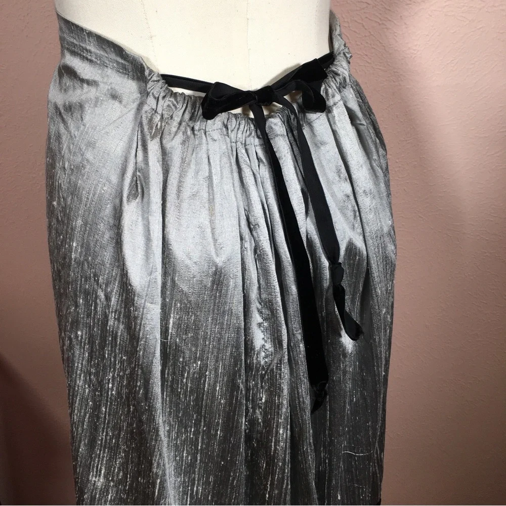 Vintage 1990 Y2K Unique Art deco Raw Silk Beaded Fringe Midi Formal Skirt - Picture 16 of 17